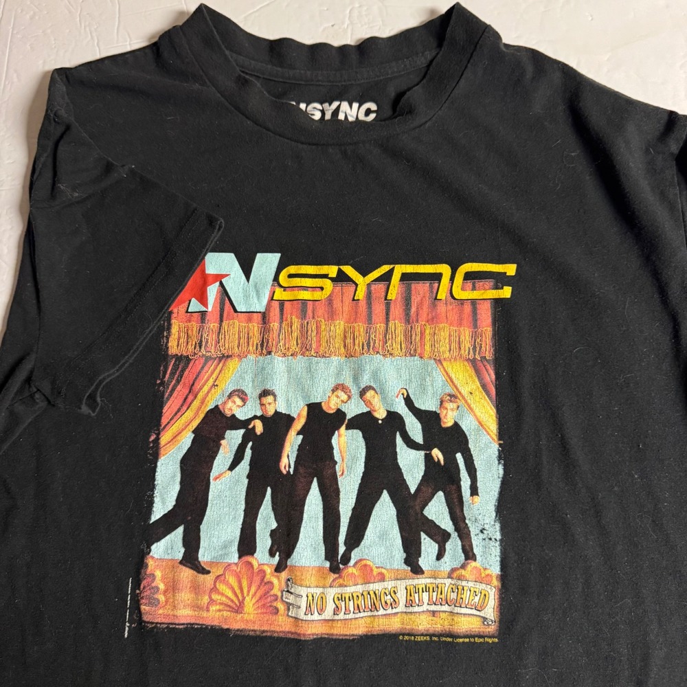 NSYNC No Strings Attached Graphic T-Shirt‎ Black Mens Medium 2019 Zeeks Inc